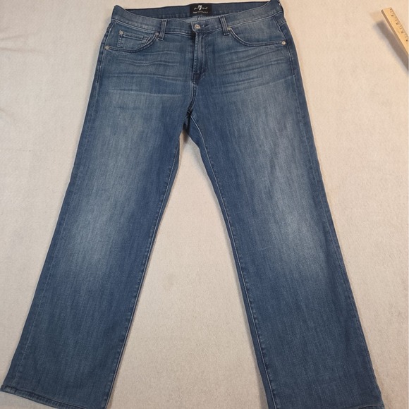 Seven For All Mankind Other - Seven For All Mankind Austyn Mens Straight Leg Jeans Med Wash Whisker Size 34/29